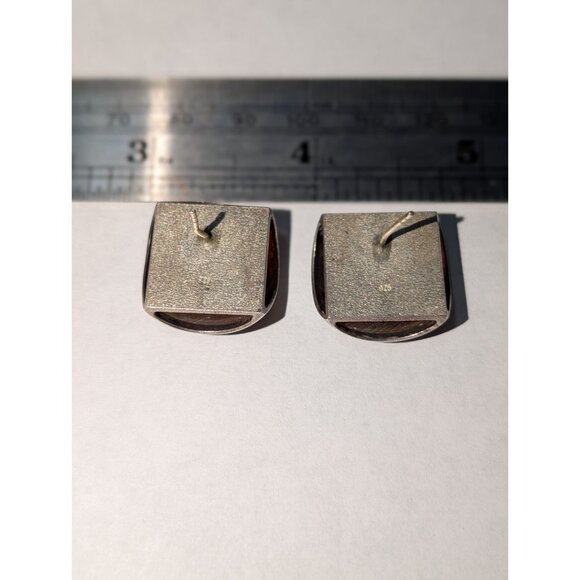 Geometric Chic Sterling 925 Silver Amber Earrings - Picture 9 of 11